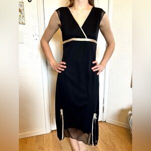 Ruby Rox Black and Cream Midi Dress